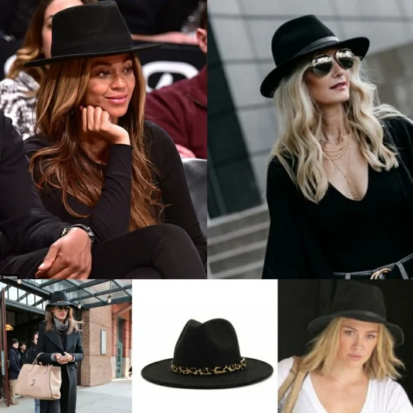 Accessories | Black Felt Panama Hat Fedora W Removable 